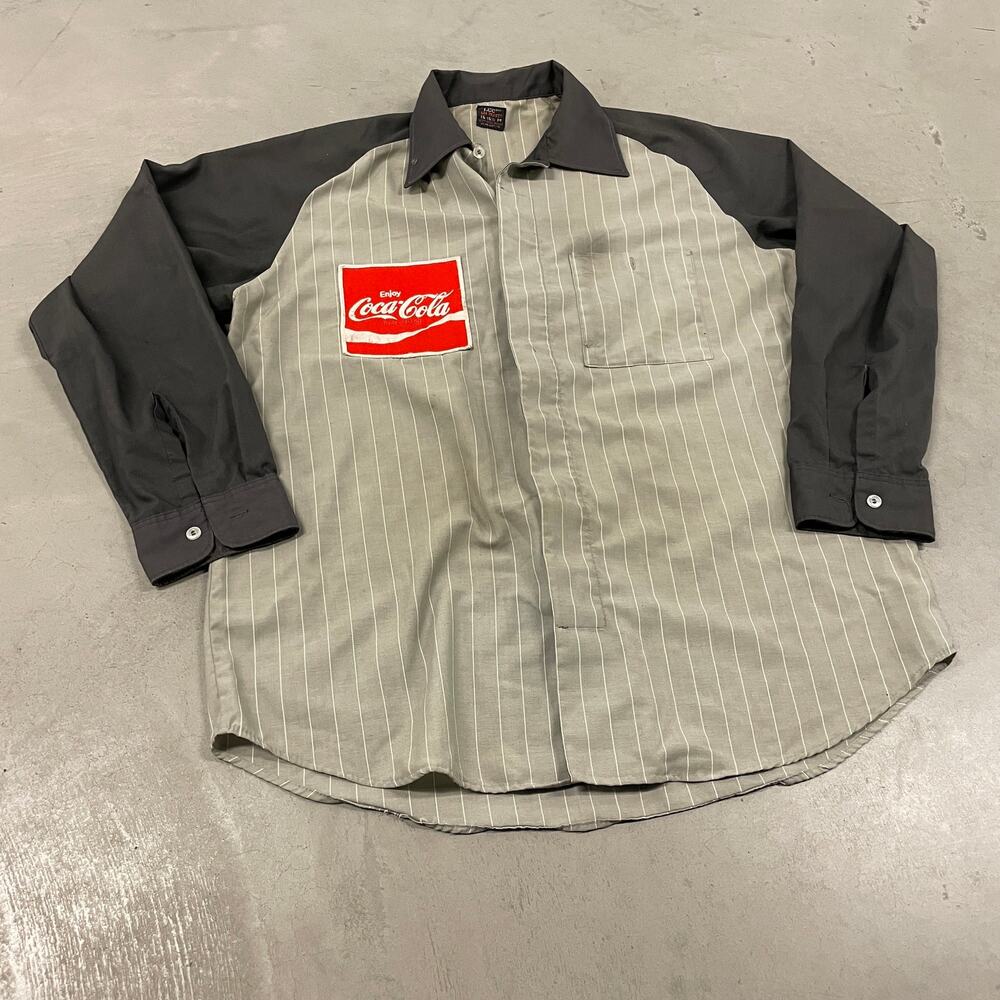 80s Coca Cola pinstripe button up t-shirt